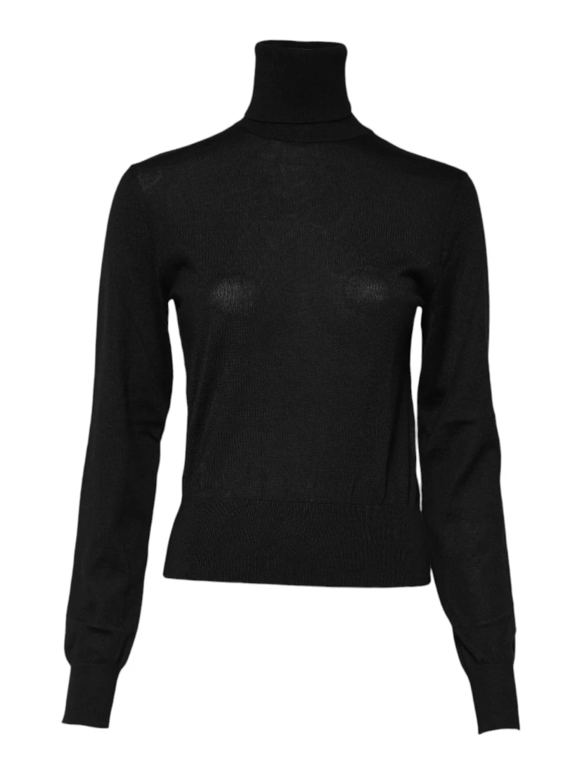 Black Cashmere Turtleneck Pullover Sweater