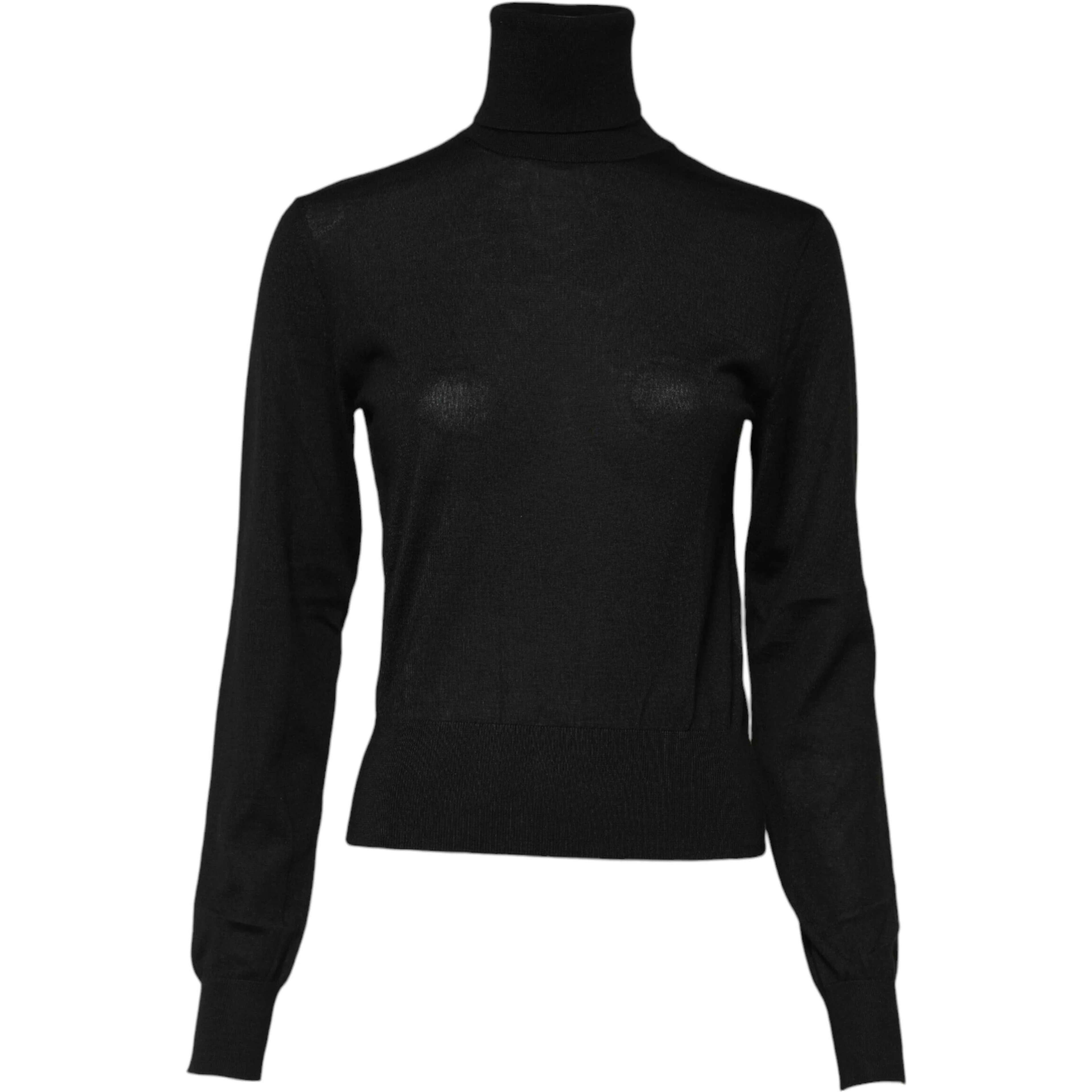 Black Cashmere Turtleneck Pullover Sweater