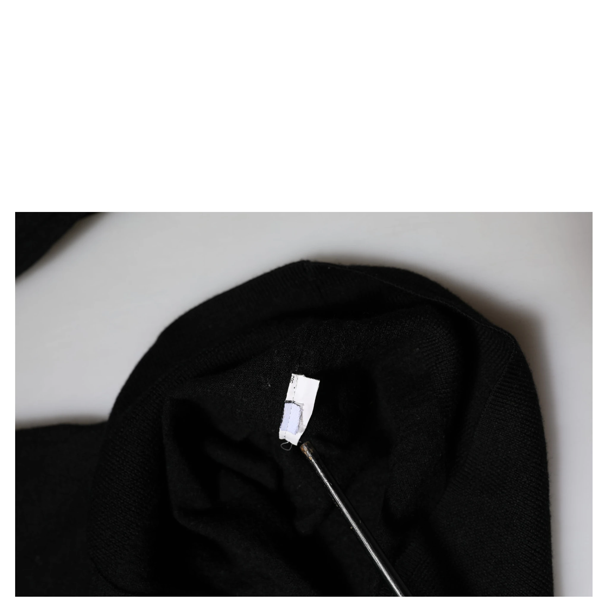 Black STAFF Round Neck Cardigan Sweater