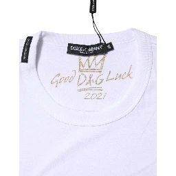 White Cotton Goodluck 2022 Crew Neck T-shirt