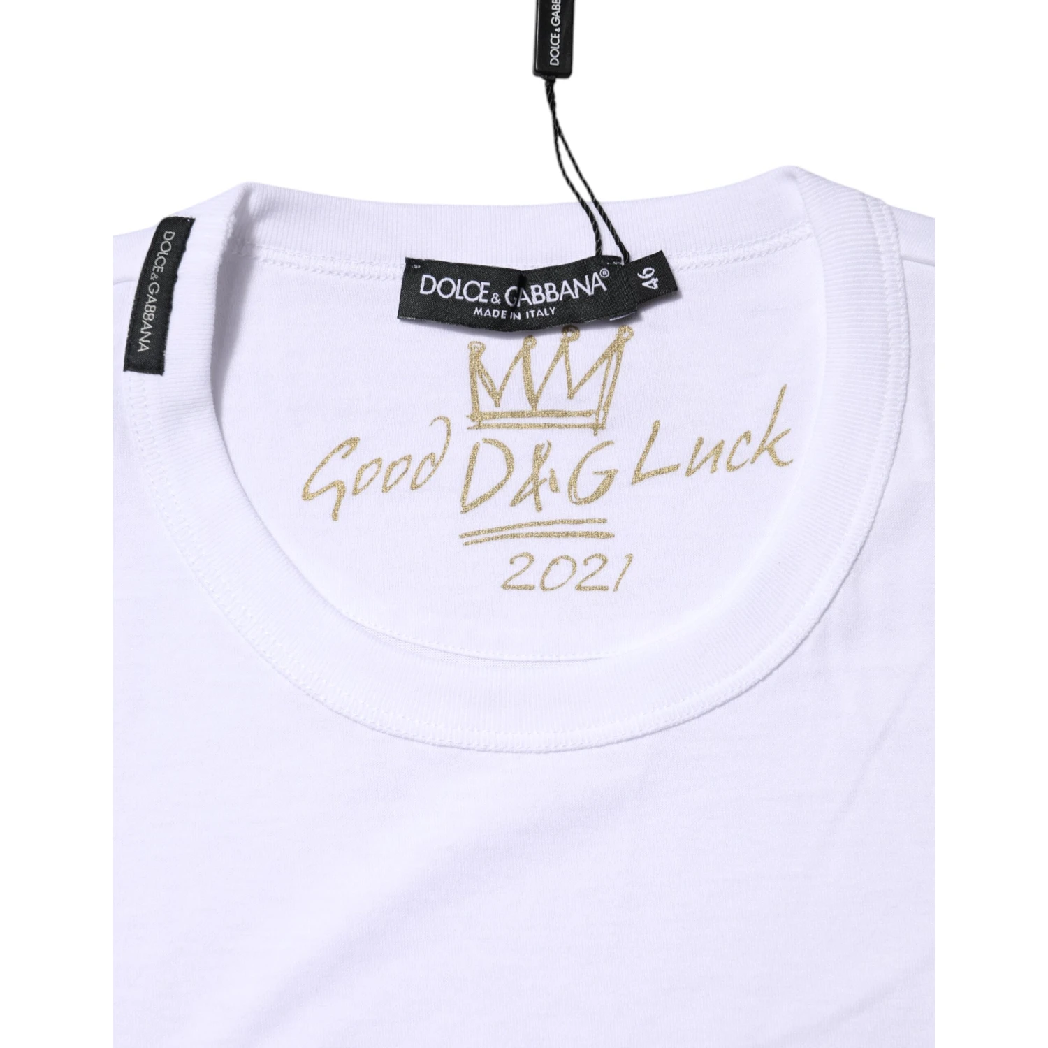 White Cotton Goodluck 2022 Crew Neck T-shirt