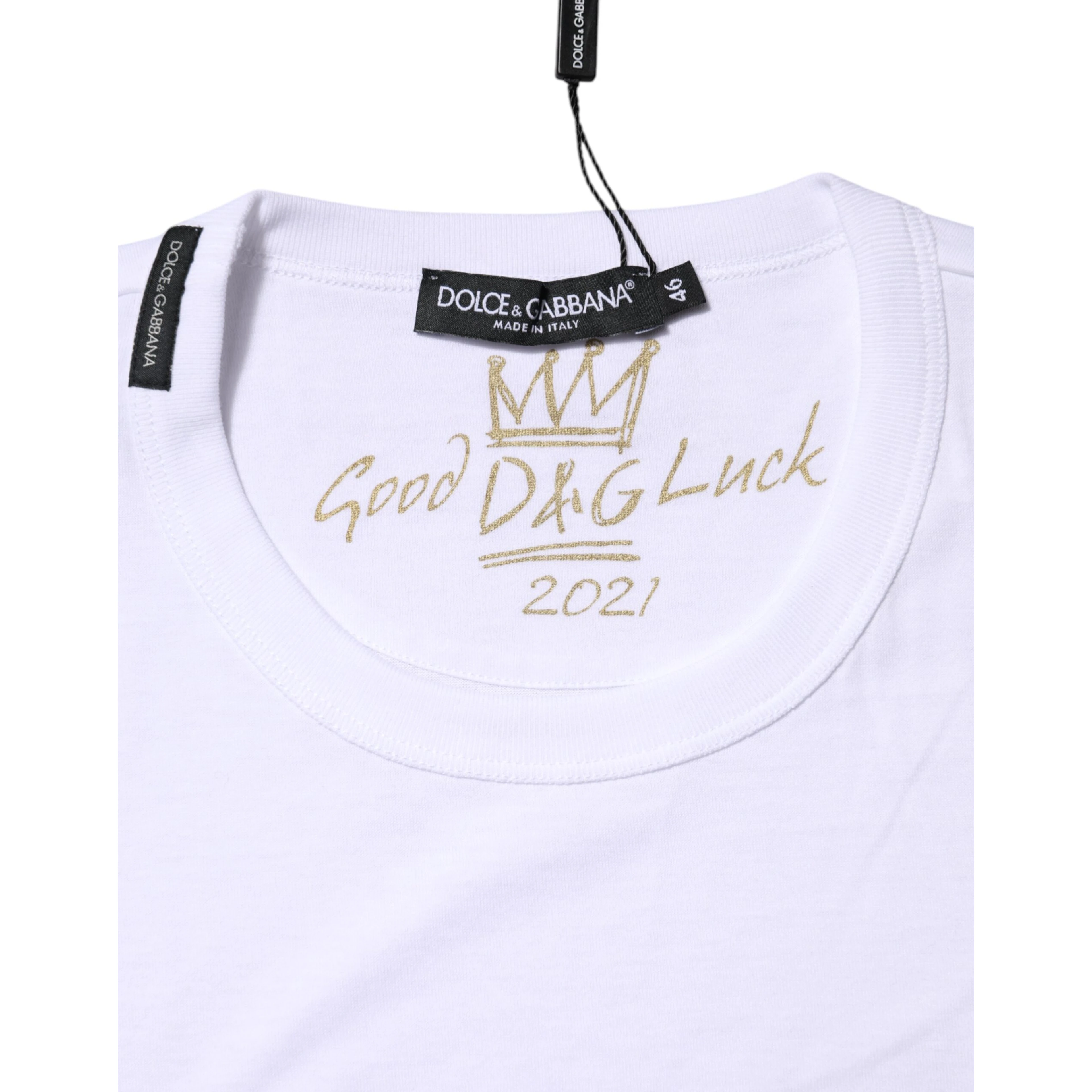 White Cotton Goodluck 2022 Crew Neck T-shirt