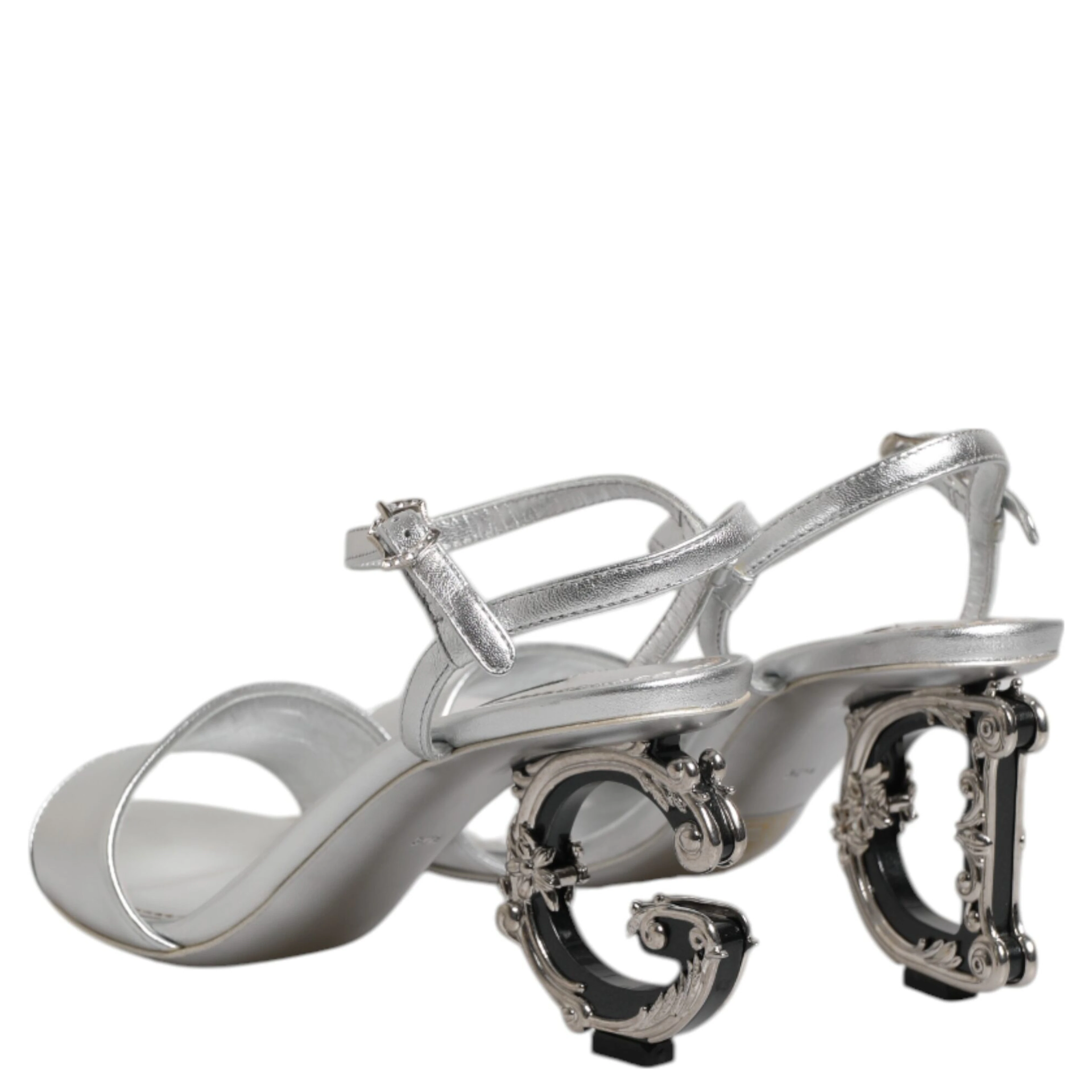 Silver KEIRA Heels Ankle Strap Sandals Shoes