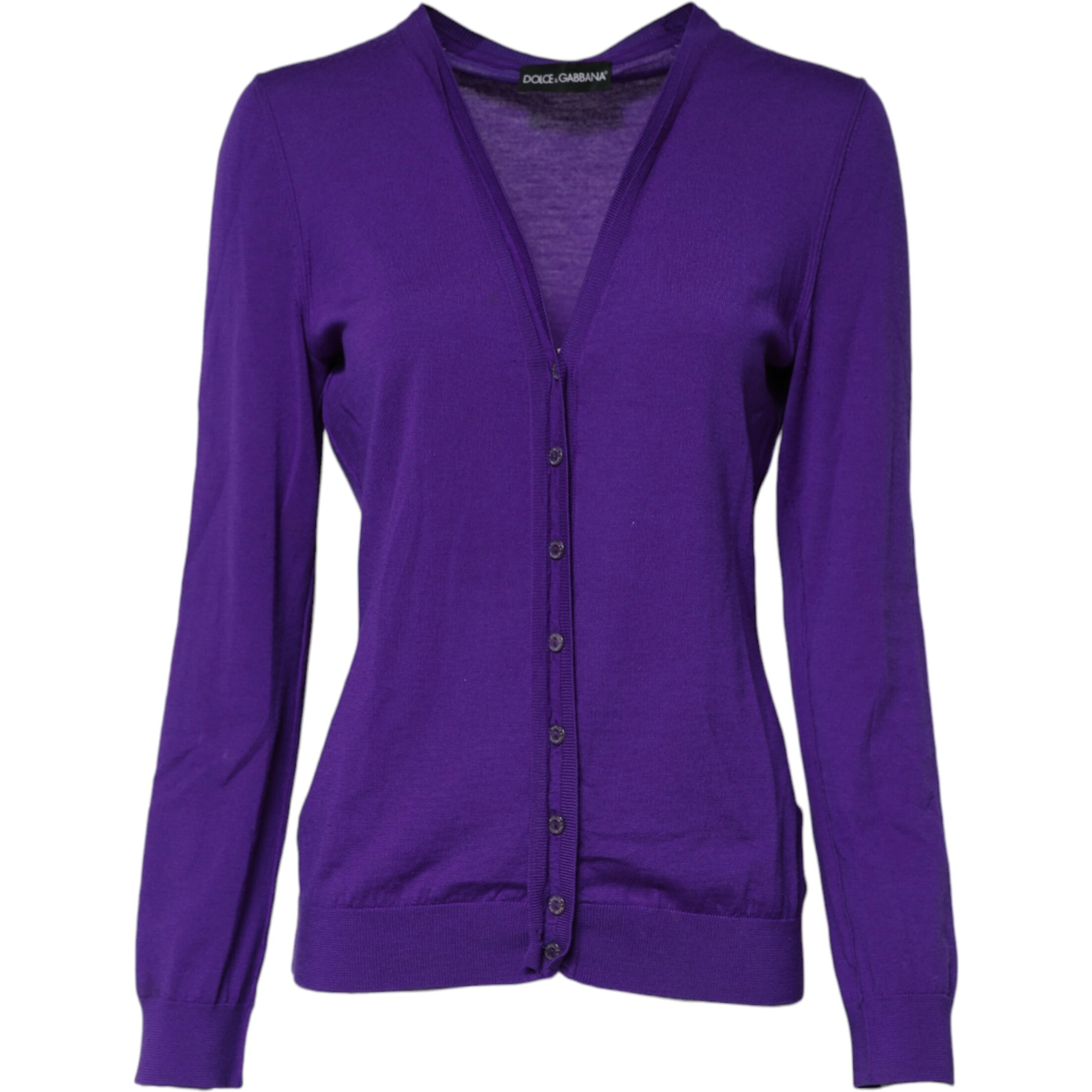Purple Wool Knit V-neck Cardigan Sweater