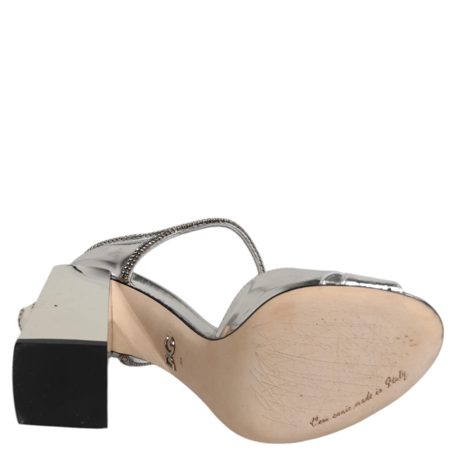 Silver Leather T-strap Heels Sandals Shoes