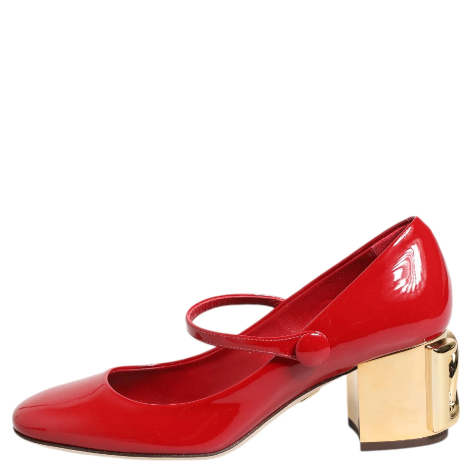 Red Leather DG Logo Heels Sandals Shoes