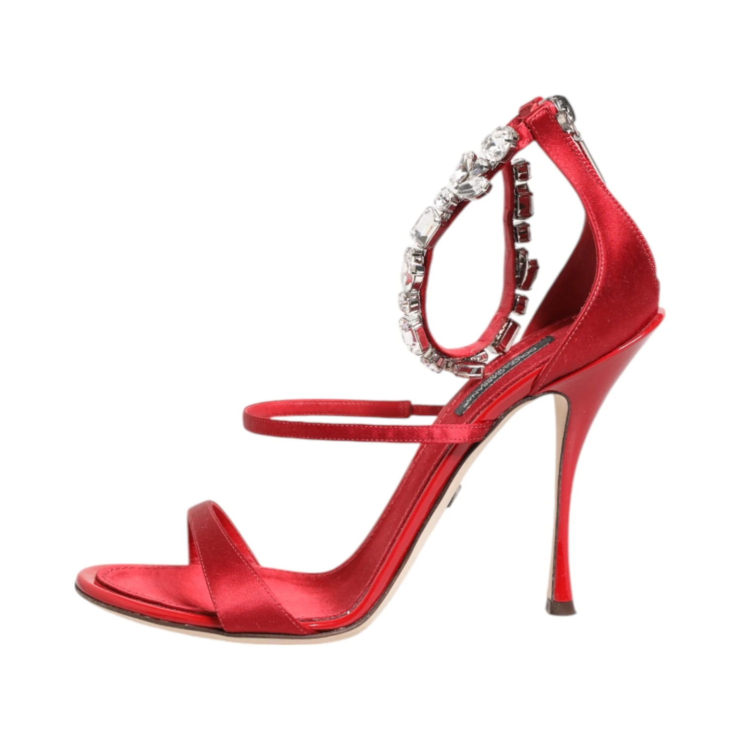 Red Satin Crystals Keira Sandals Heels Shoes