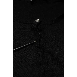 Black STAFF Round Neck Cardigan Sweater