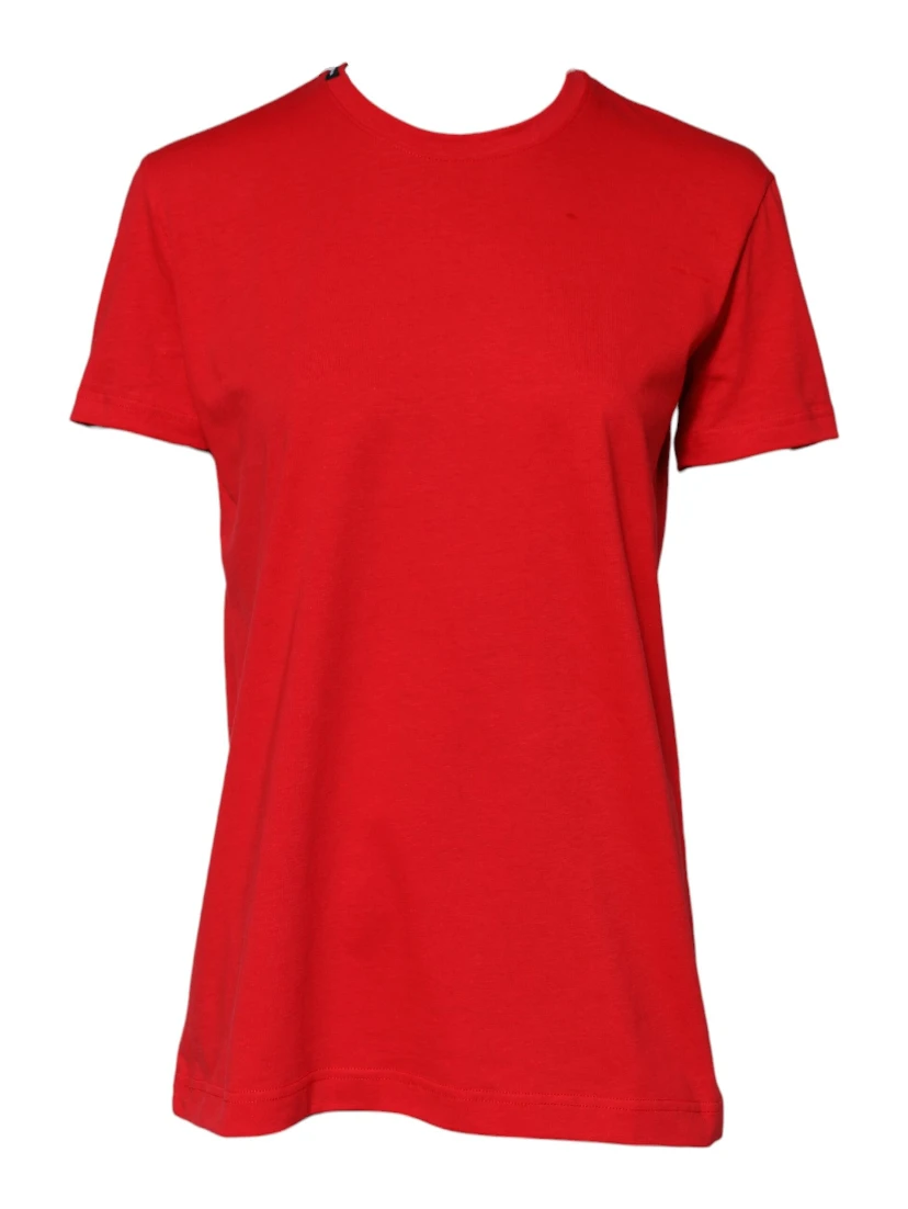 Red Cotton Crew Neck Short Sleeves T-shirt