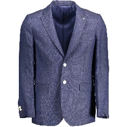 Elegant Blue Linen Classic Jacket