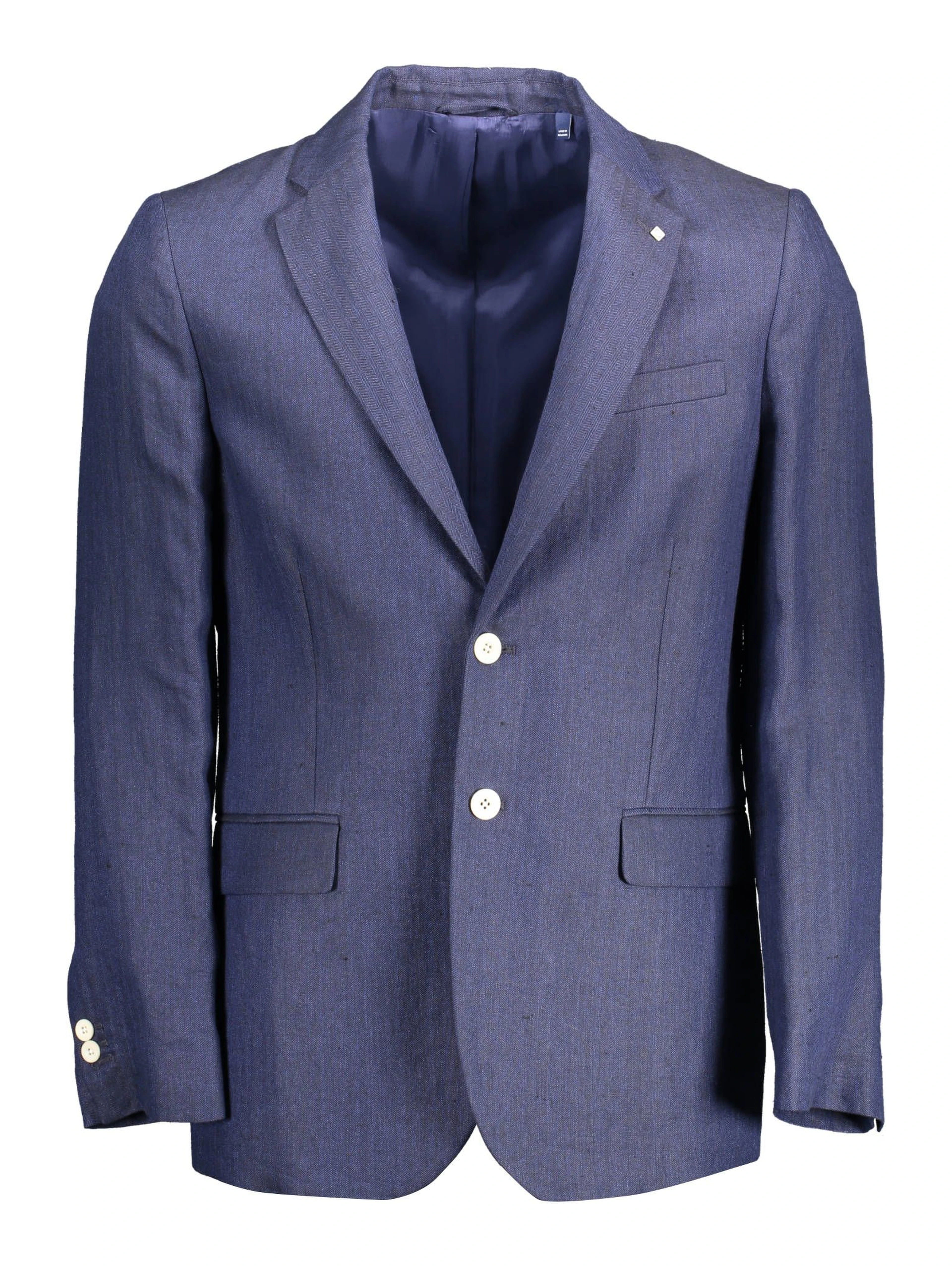 Elegant Blue Linen Classic Jacket