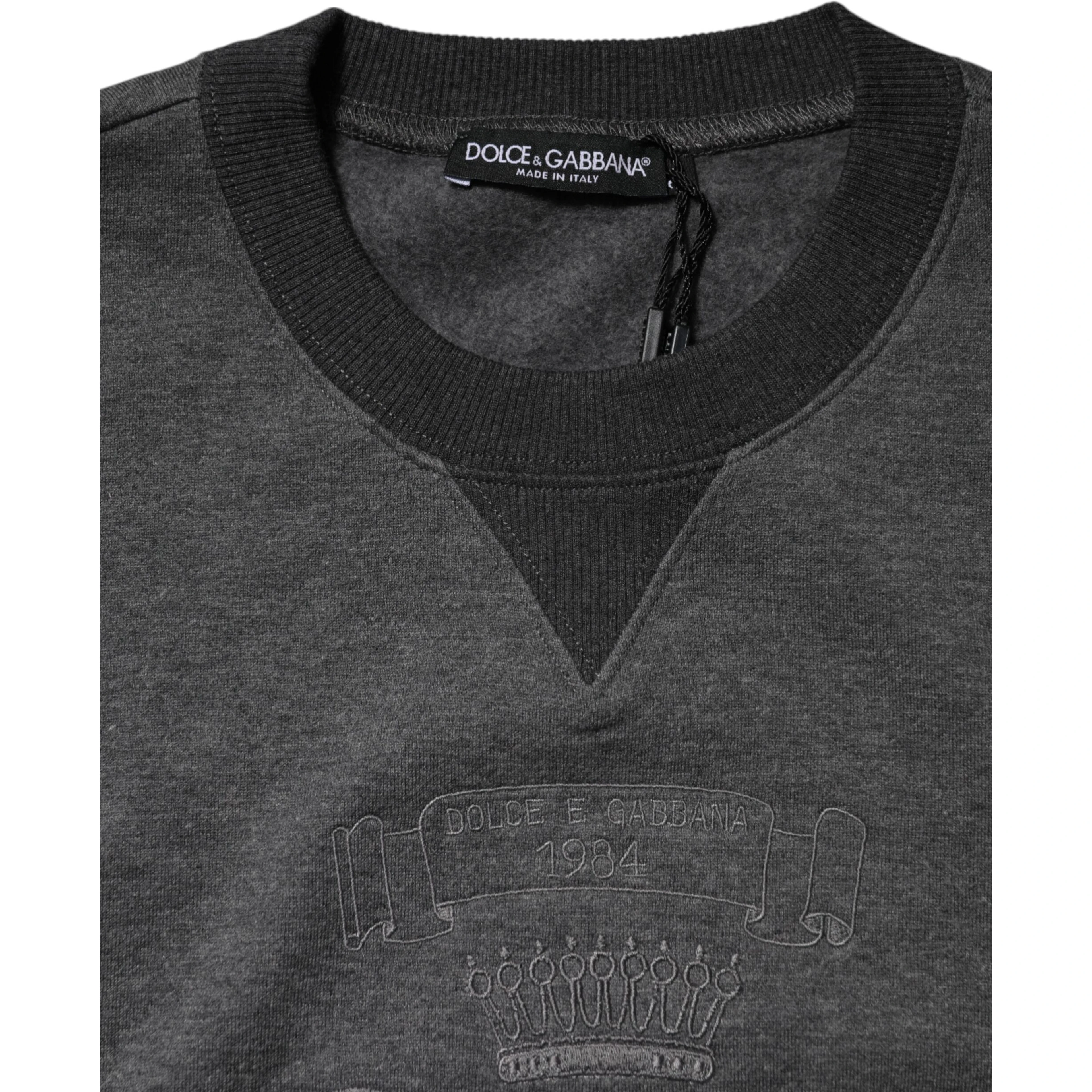 Gray DG Logo Embroidered Pullover Sweater
