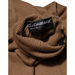 Brown Knit Long Sleeves Turtleneck Sweater