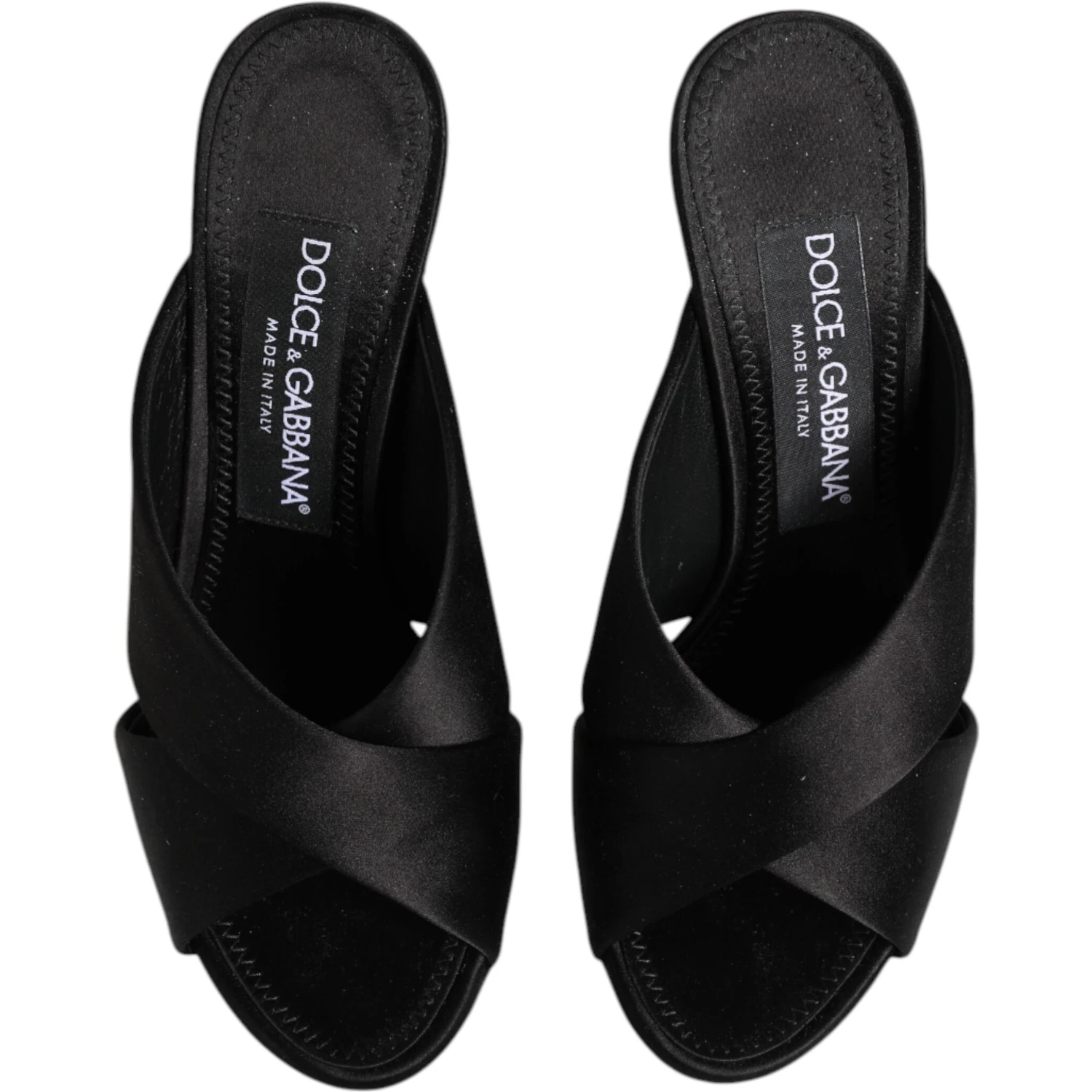 Black Logo KEIRA Satin Slides Sandals Shoes