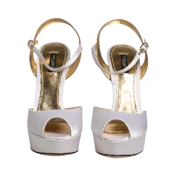 White Satin Platform Heels Sandals Shoes