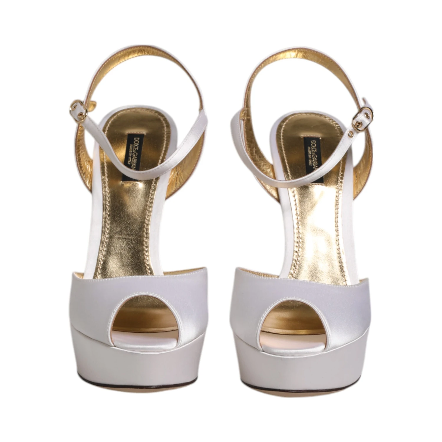 White Satin Platform Heels Sandals Shoes