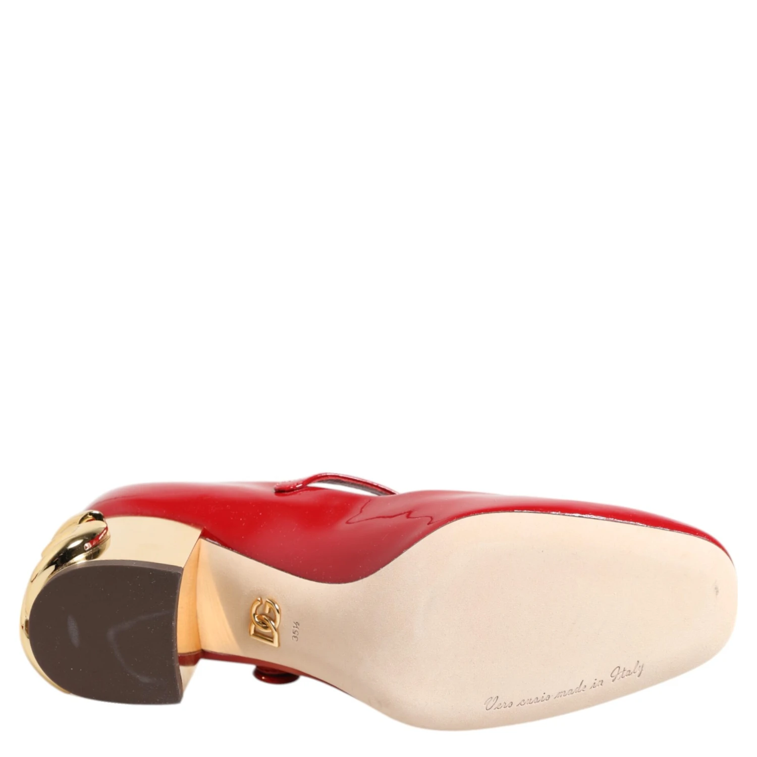 Red Leather DG Logo Heels Sandals Shoes