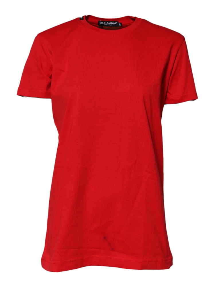 Red Cotton Short Sleeves Crew Neck Top T-shirt alternative