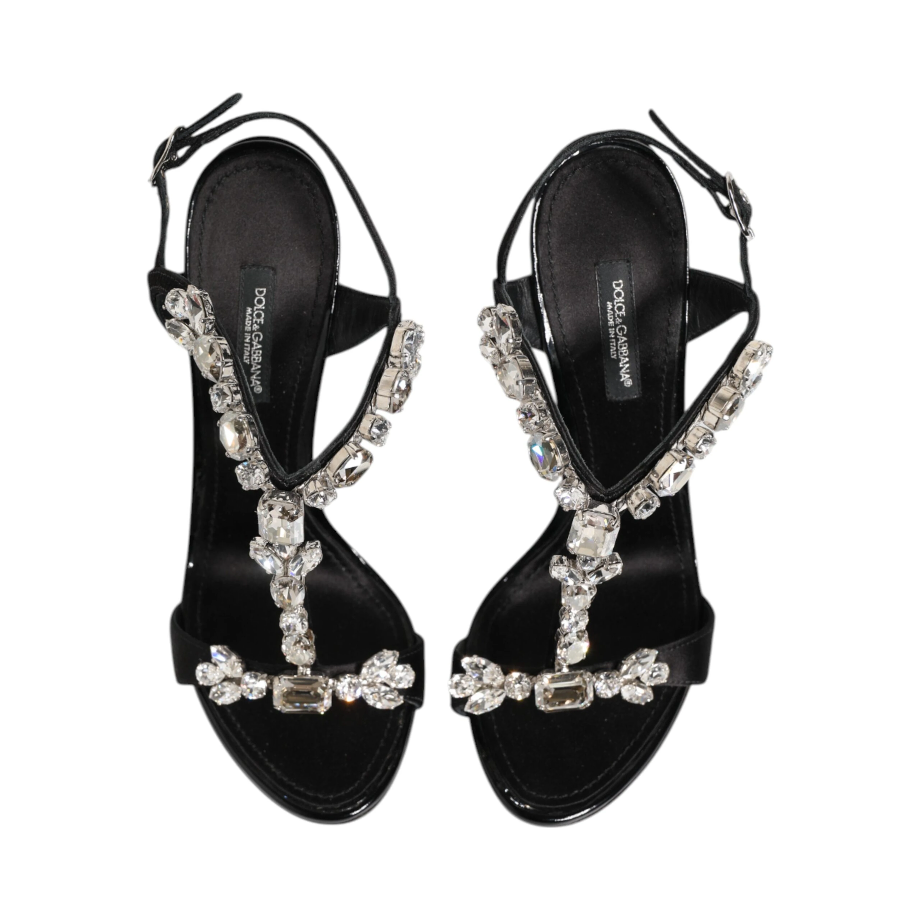 Black Keira Crystals Heels Sandals Shoes