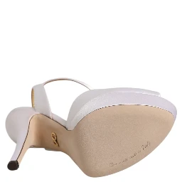 White Satin Platform Heels Sandals Shoes