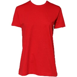 Red Cotton Short Sleeves Crew Neck Top T-shirt