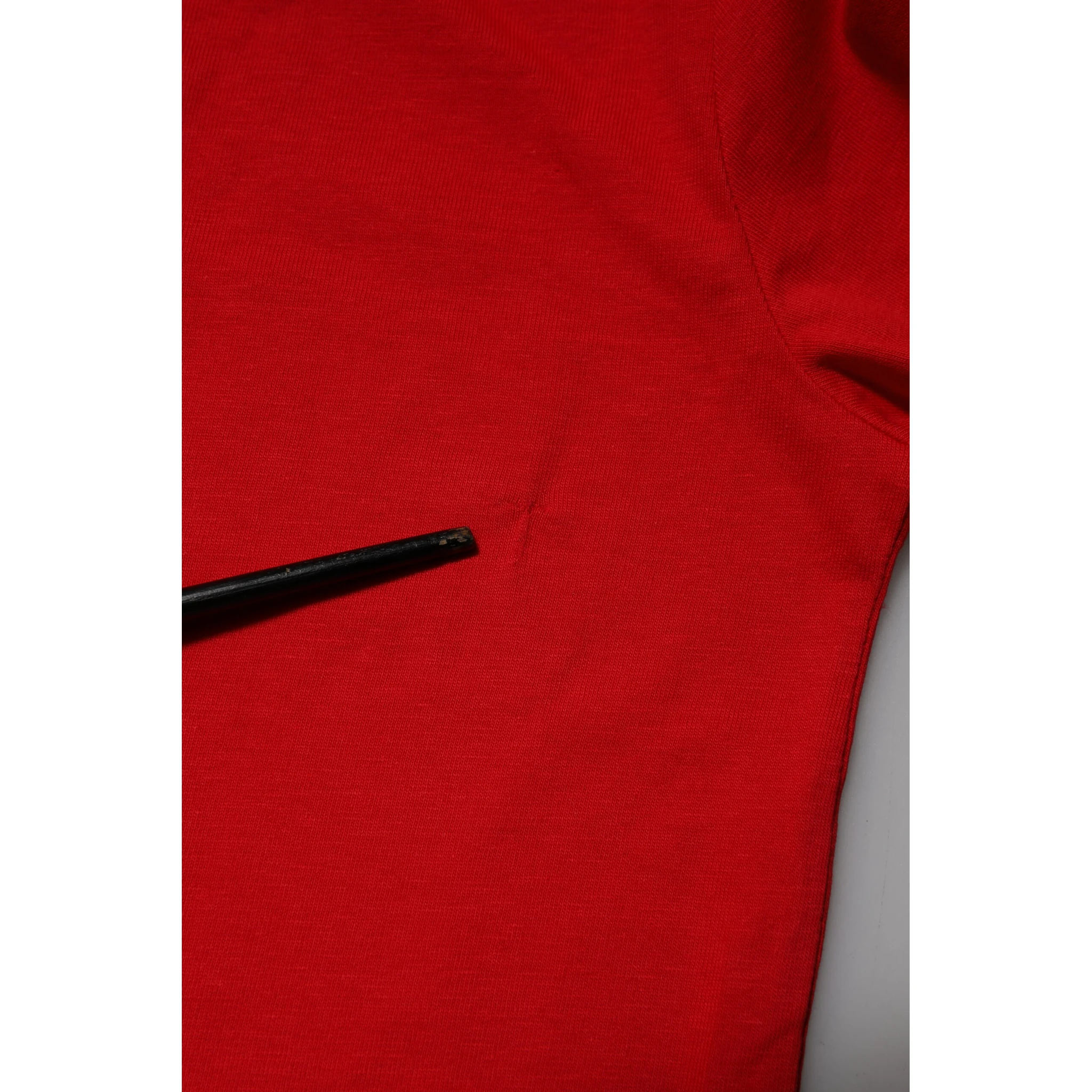 Red Cotton Short Sleeves Crew Neck Top T-shirt