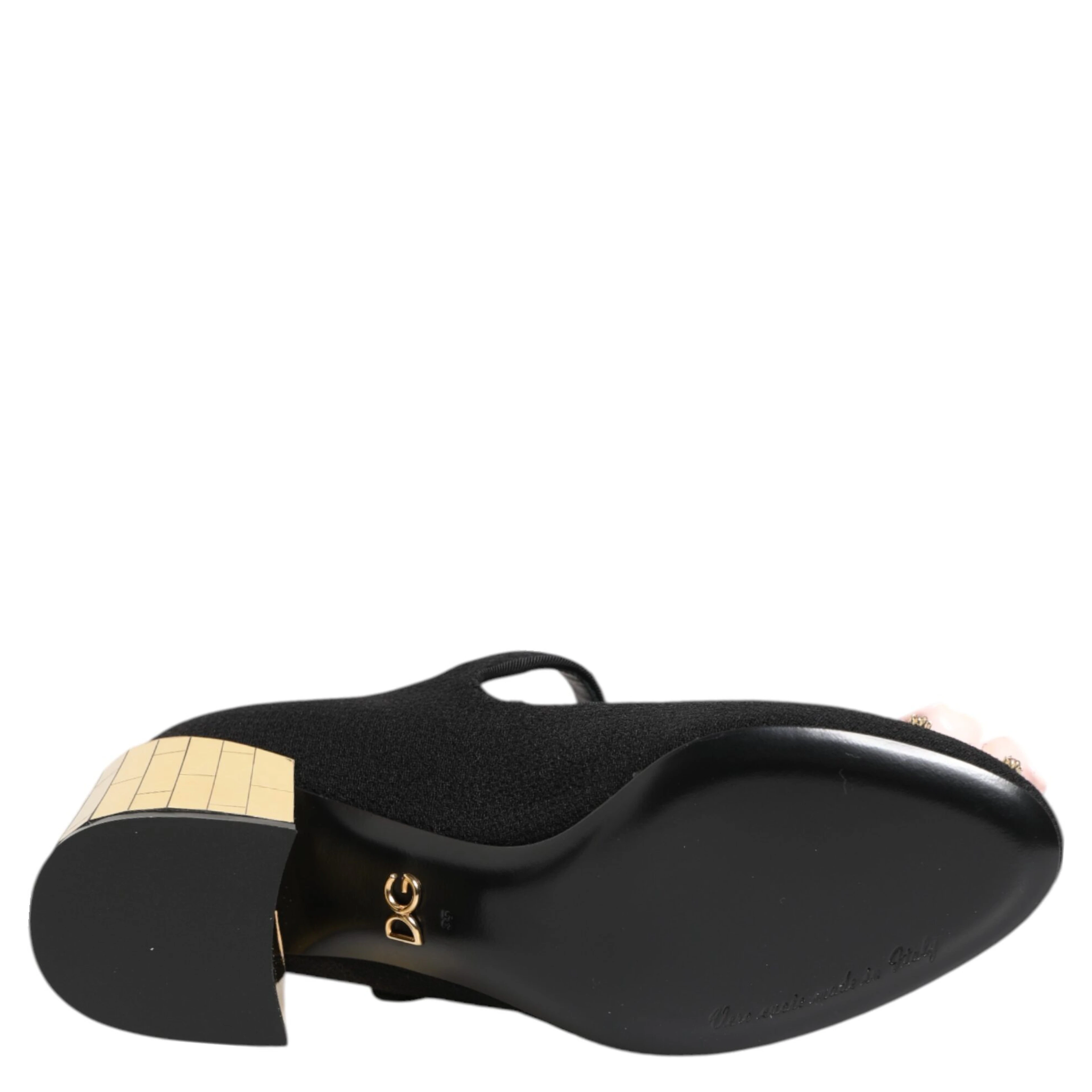 Black Flower Crystal Embellished Mary Jane Shoes