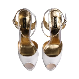White Satin Platform Heels Sandals Shoes
