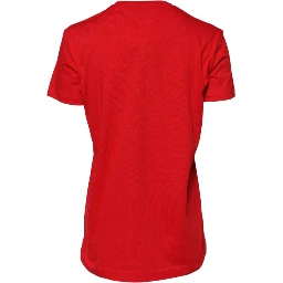 Red Cotton Crew Neck Short Sleeves T-shirt
