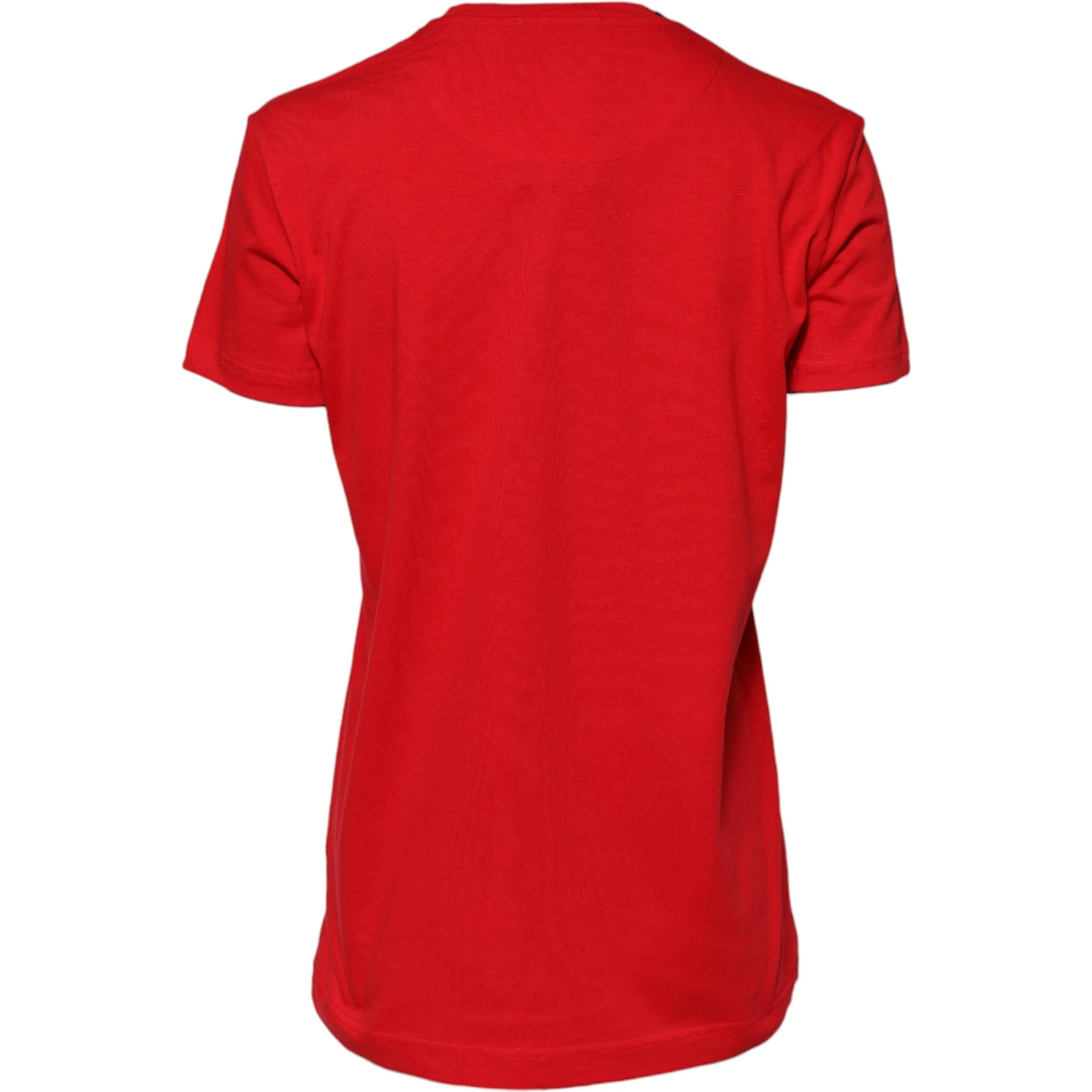 Red Cotton Crew Neck Short Sleeves T-shirt