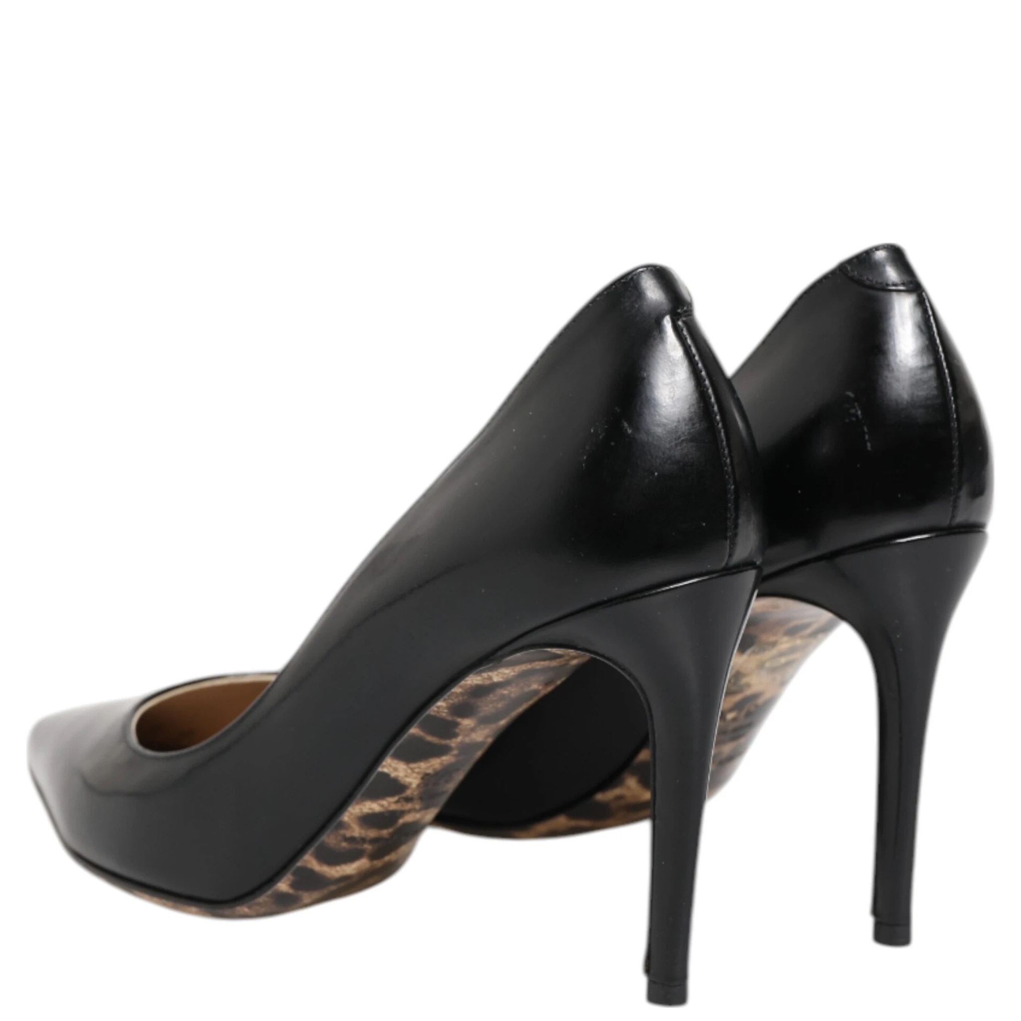 Black Calf Leather Stiletto Heels Pumps Shoes