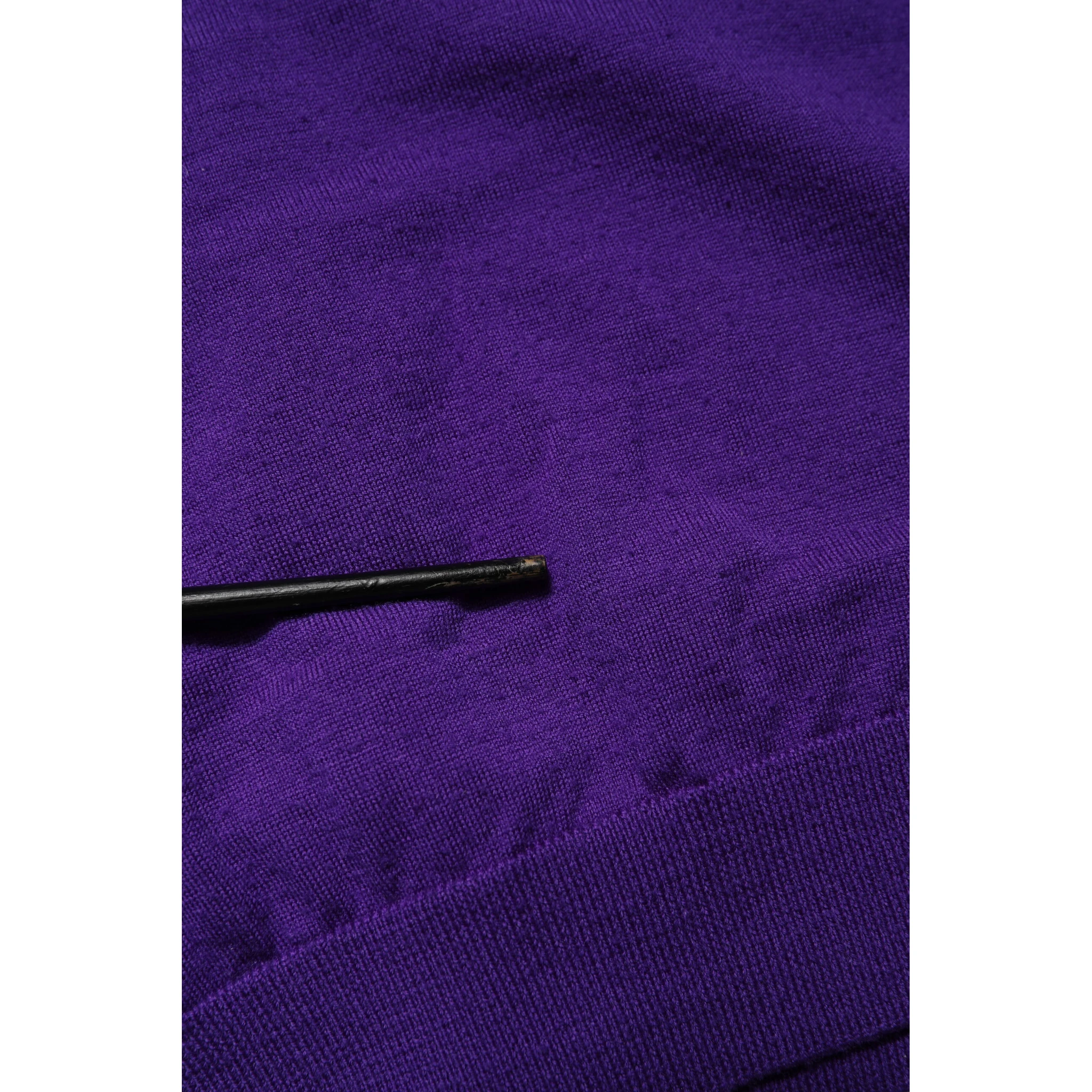 Purple Wool Knit V-neck Cardigan Sweater