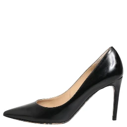 Black Calf Leather Stiletto Heels Pumps Shoes