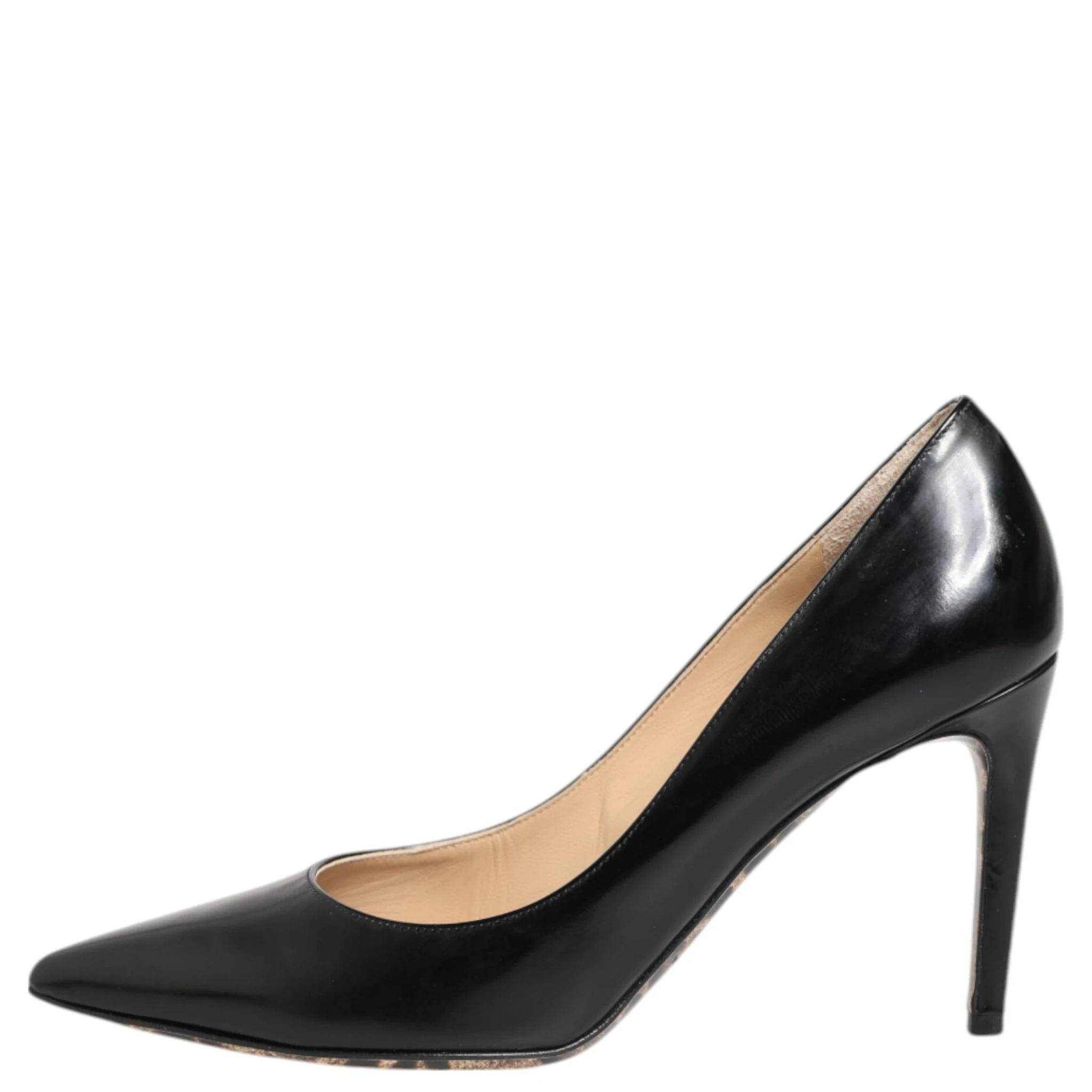 Black Calf Leather Stiletto Heels Pumps Shoes