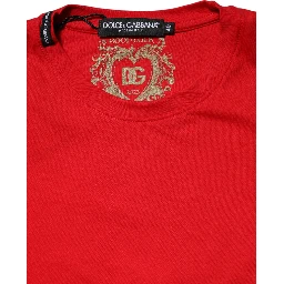 Red Cotton Crew Neck Short Sleeves T-shirt