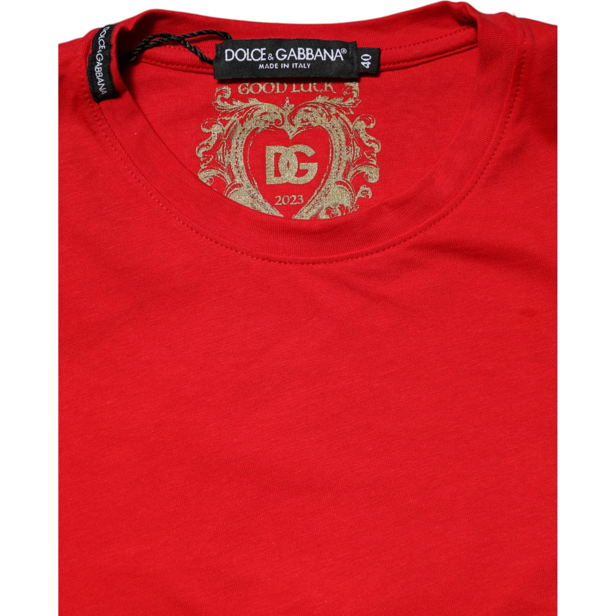 Red Cotton Crew Neck Short Sleeves T-shirt