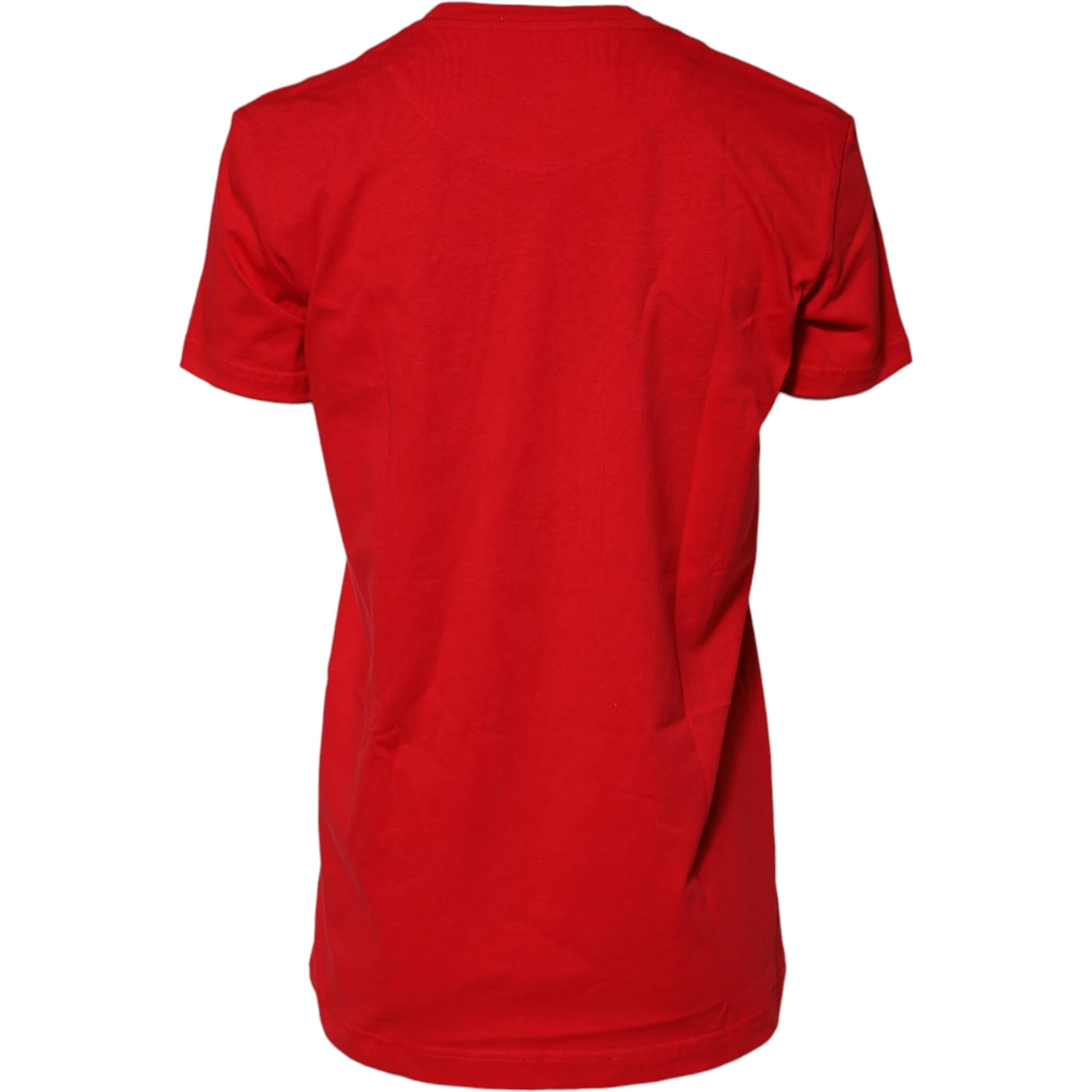 Red Cotton Short Sleeves Crew Neck Top T-shirt