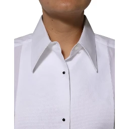 White Cotton Collared Long Sleeves Shirt Top