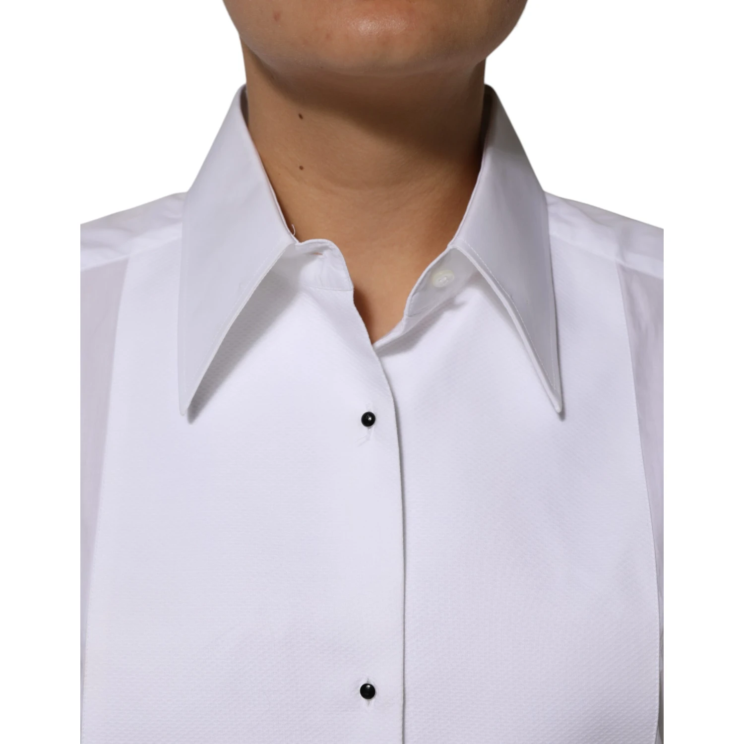 White Cotton Collared Long Sleeves Shirt Top