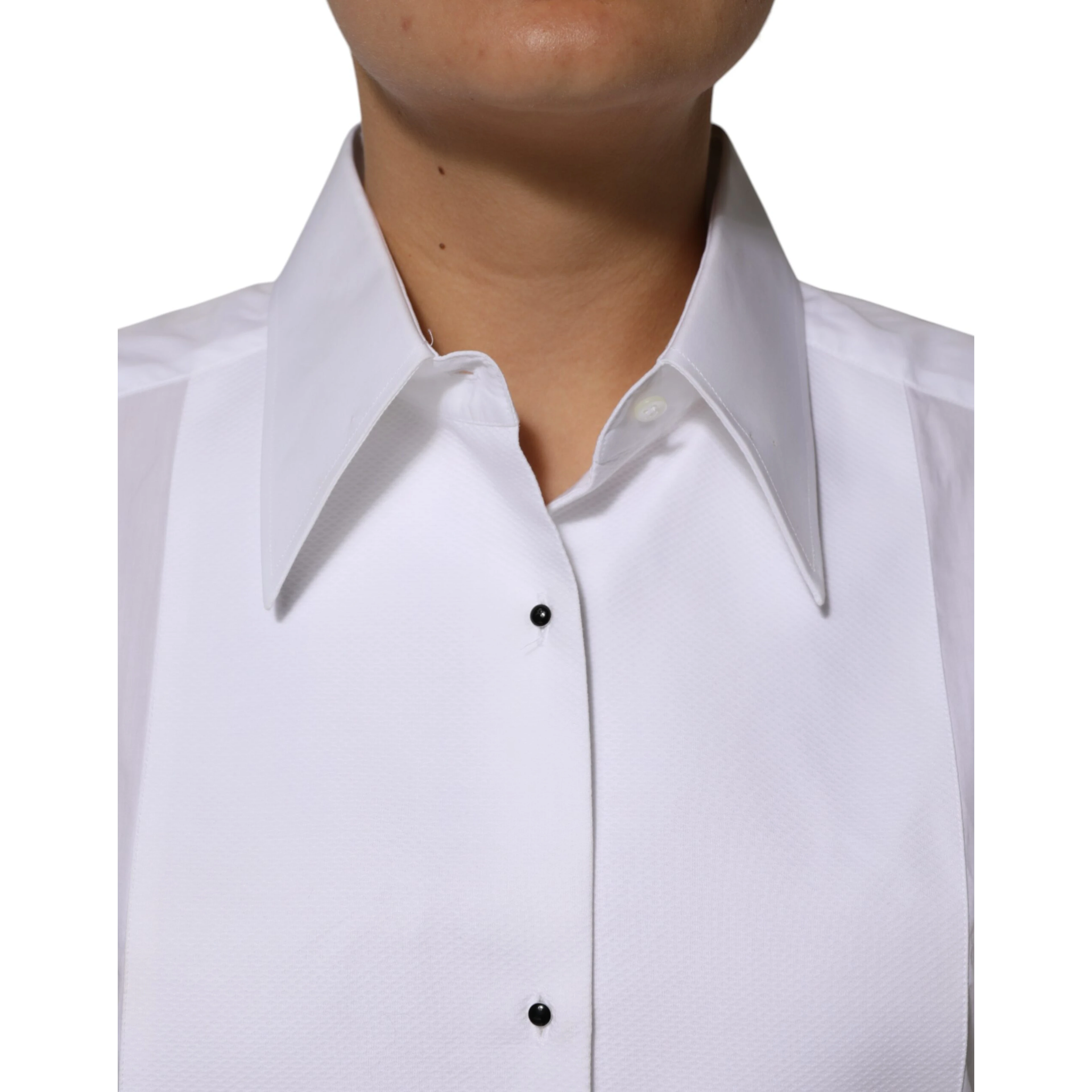White Cotton Collared Long Sleeves Shirt Top