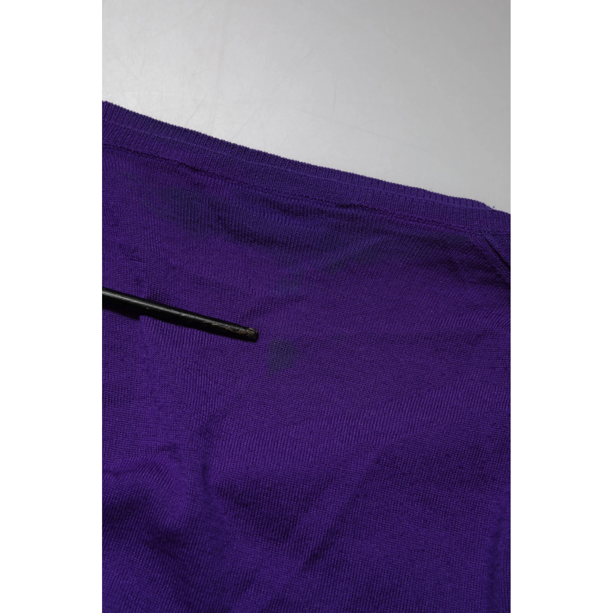 Purple Wool Knit V-neck Cardigan Sweater