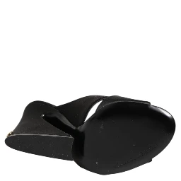 Black Logo KEIRA Satin Slides Sandals Shoes