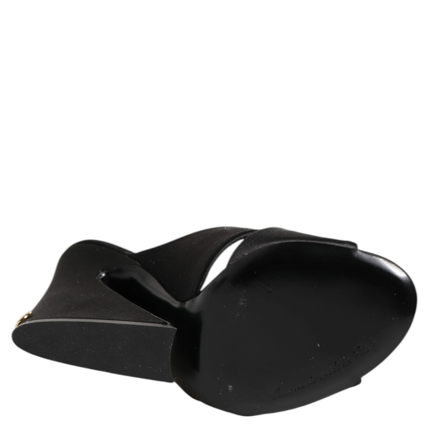 Black Logo KEIRA Satin Slides Sandals Shoes