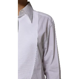 White Cotton Collared Long Sleeves Shirt Top
