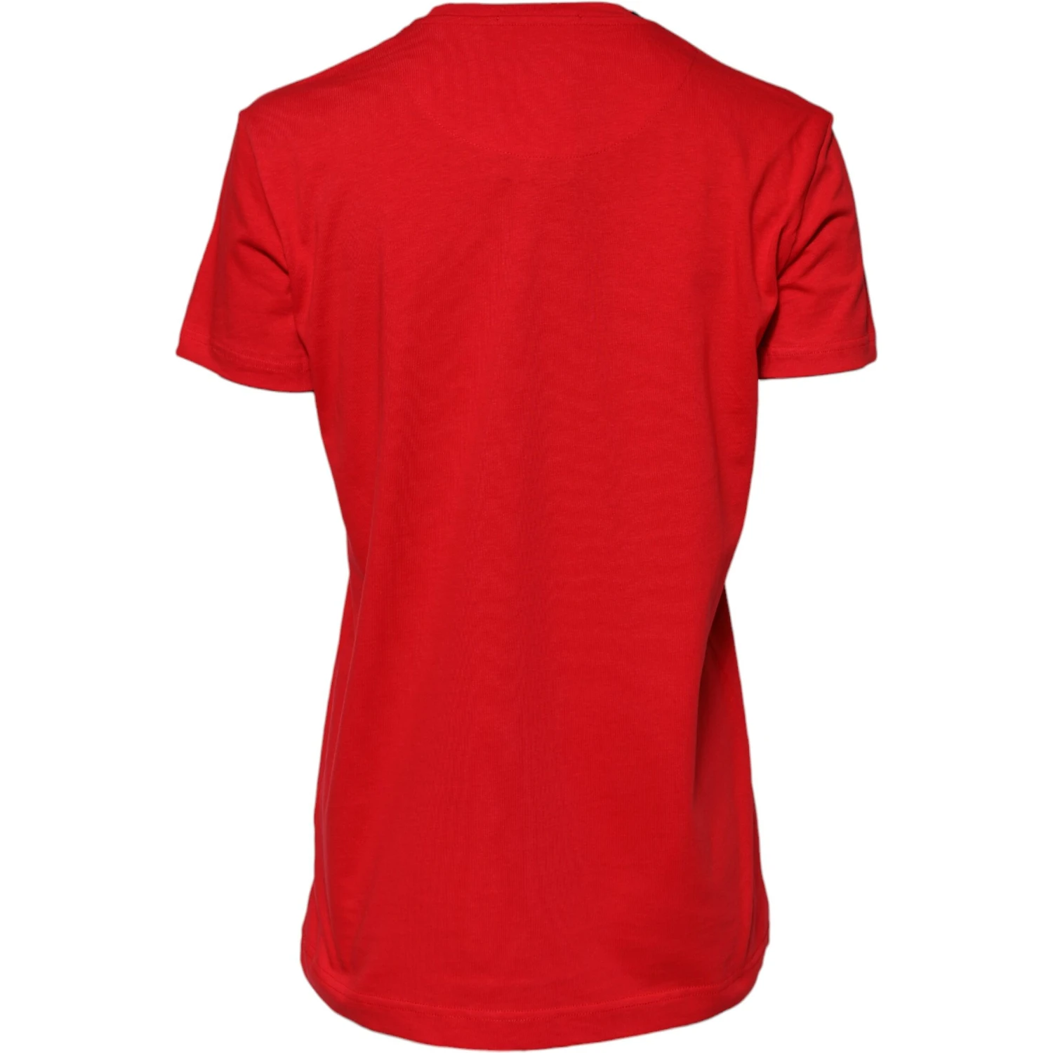 Red Cotton Short Sleeves Crew Neck Top T-shirt
