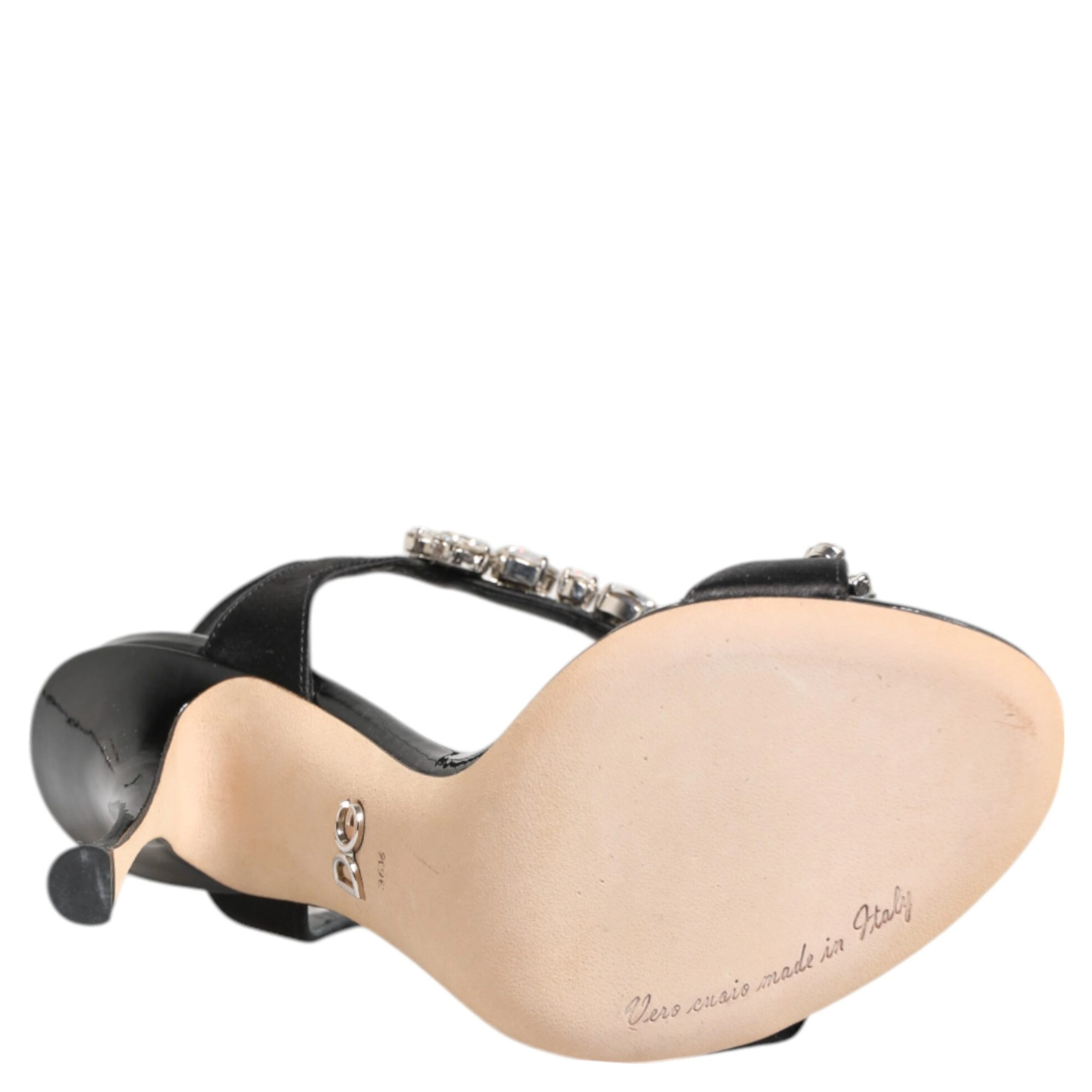Black Keira Crystals Heels Sandals Shoes