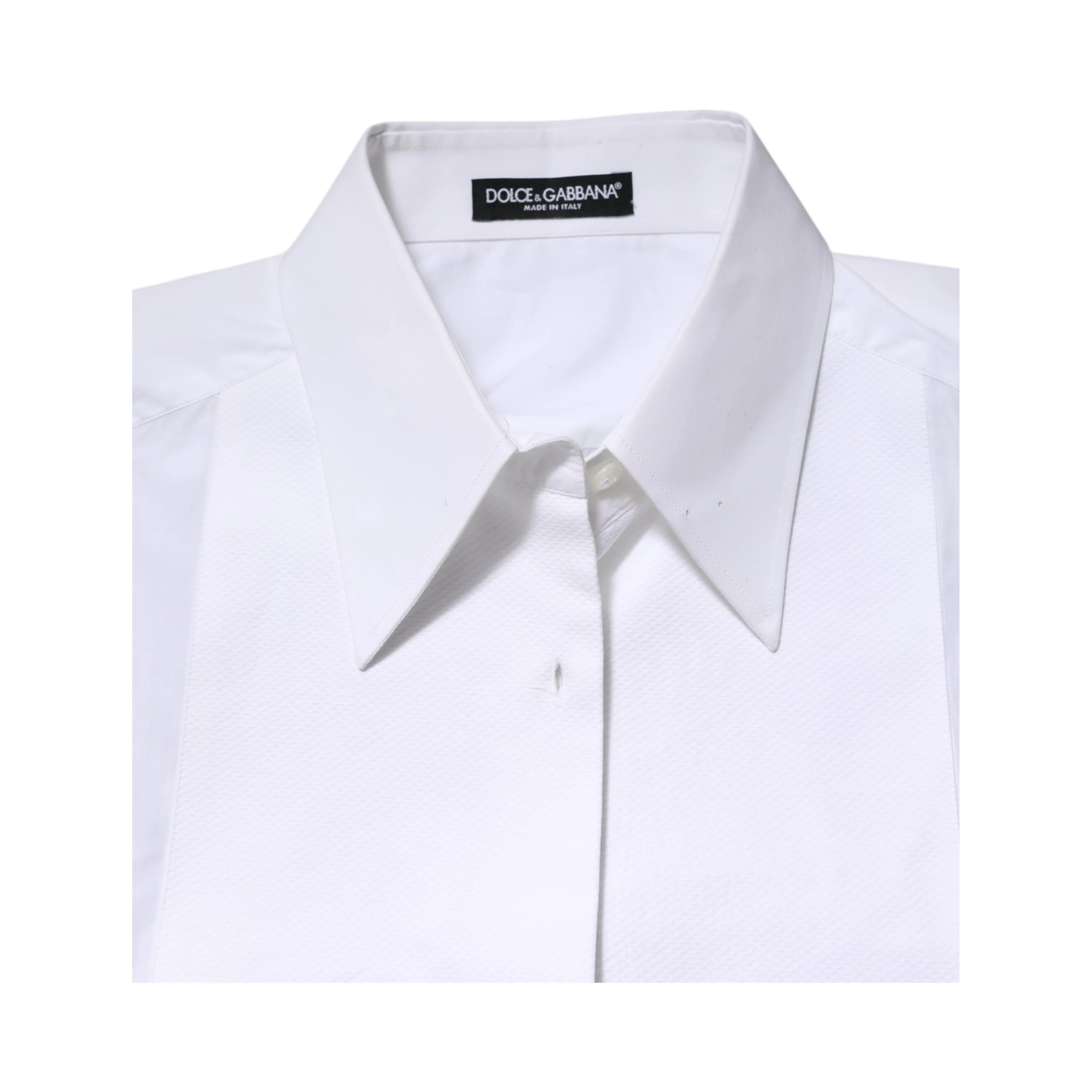 White Cotton Collared Long Sleeves Shirt Top