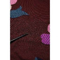 Maroon Floral Silk Crew Neck Blouse Top