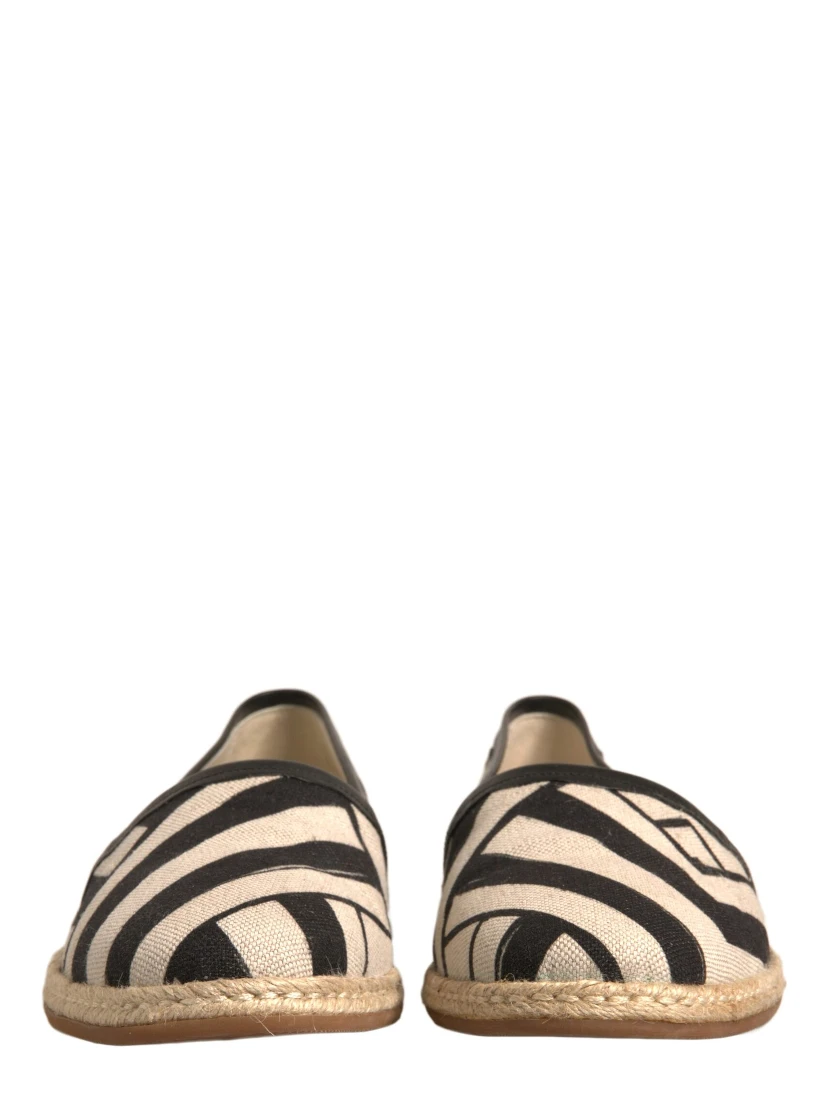 Black White Stripes Slip On Espadrille Shoes