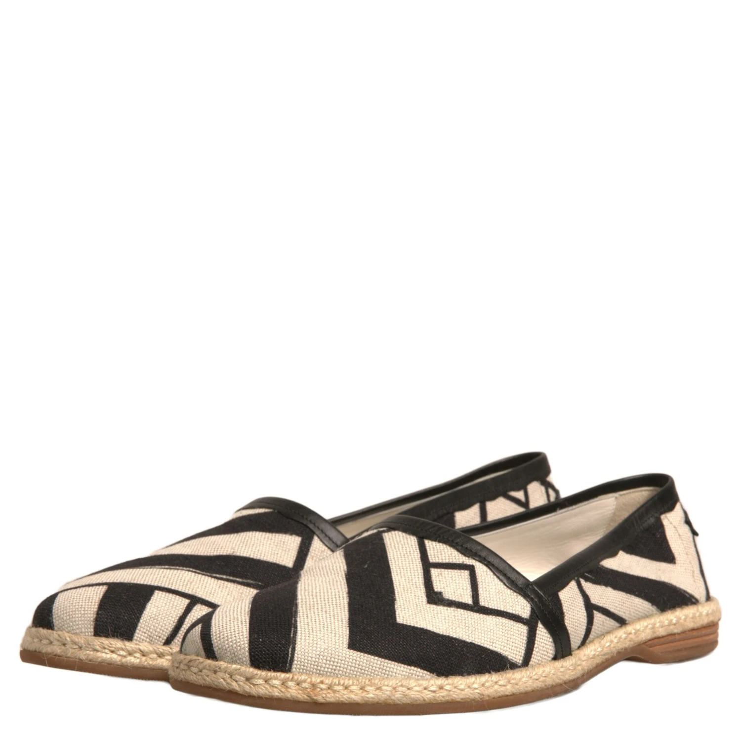 Black White Stripes Slip On Espadrille Shoes